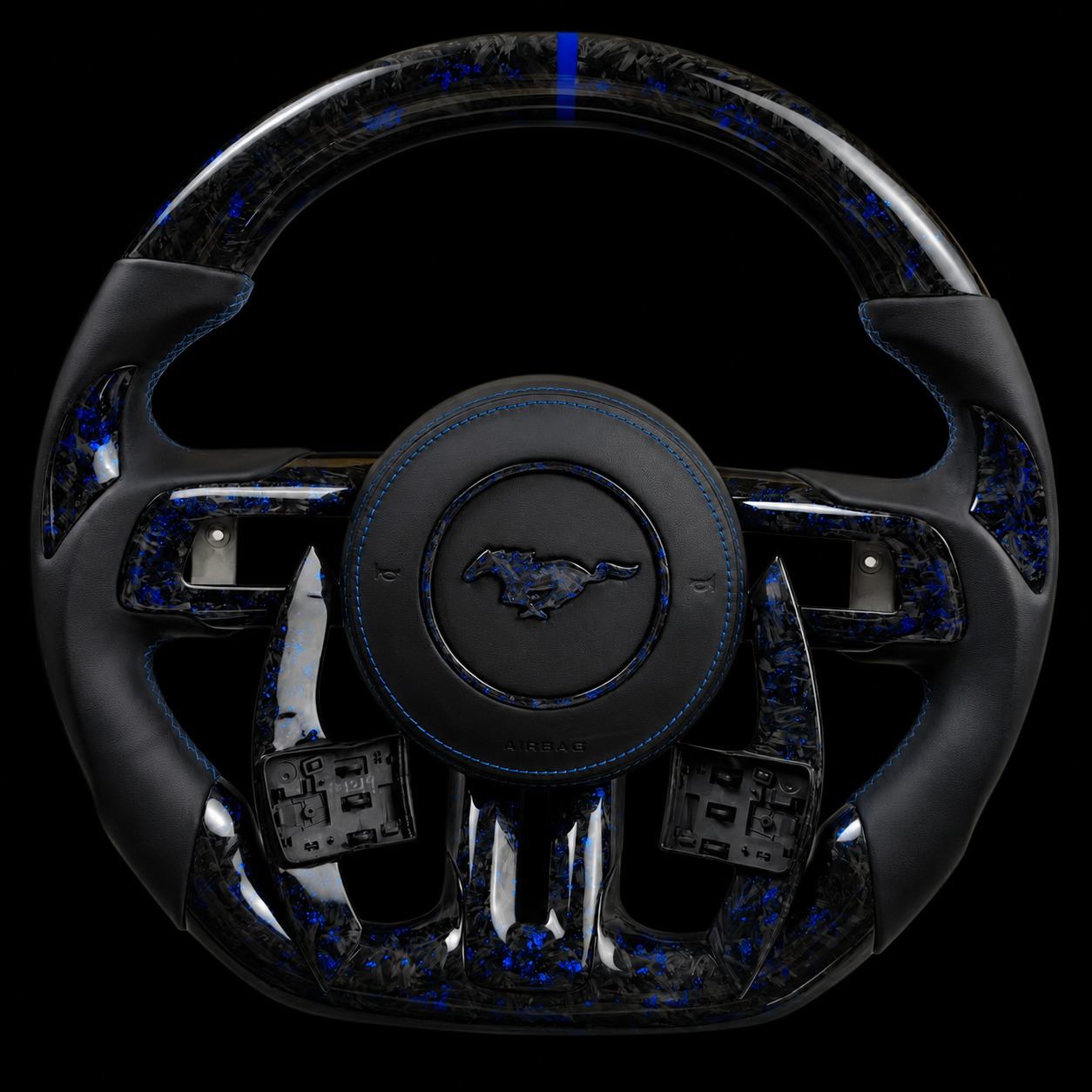 Mustang Forged Carbon Steering Wheel + Blue Flakes