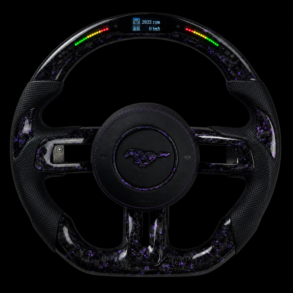 Mustang Forged Carbon Fiber Steering Wheel + Purple Flakes