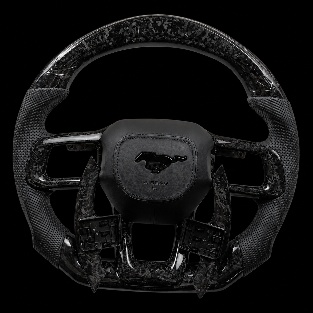 Mustang s650 Black Forged Carbon Fiber Steering Wheel