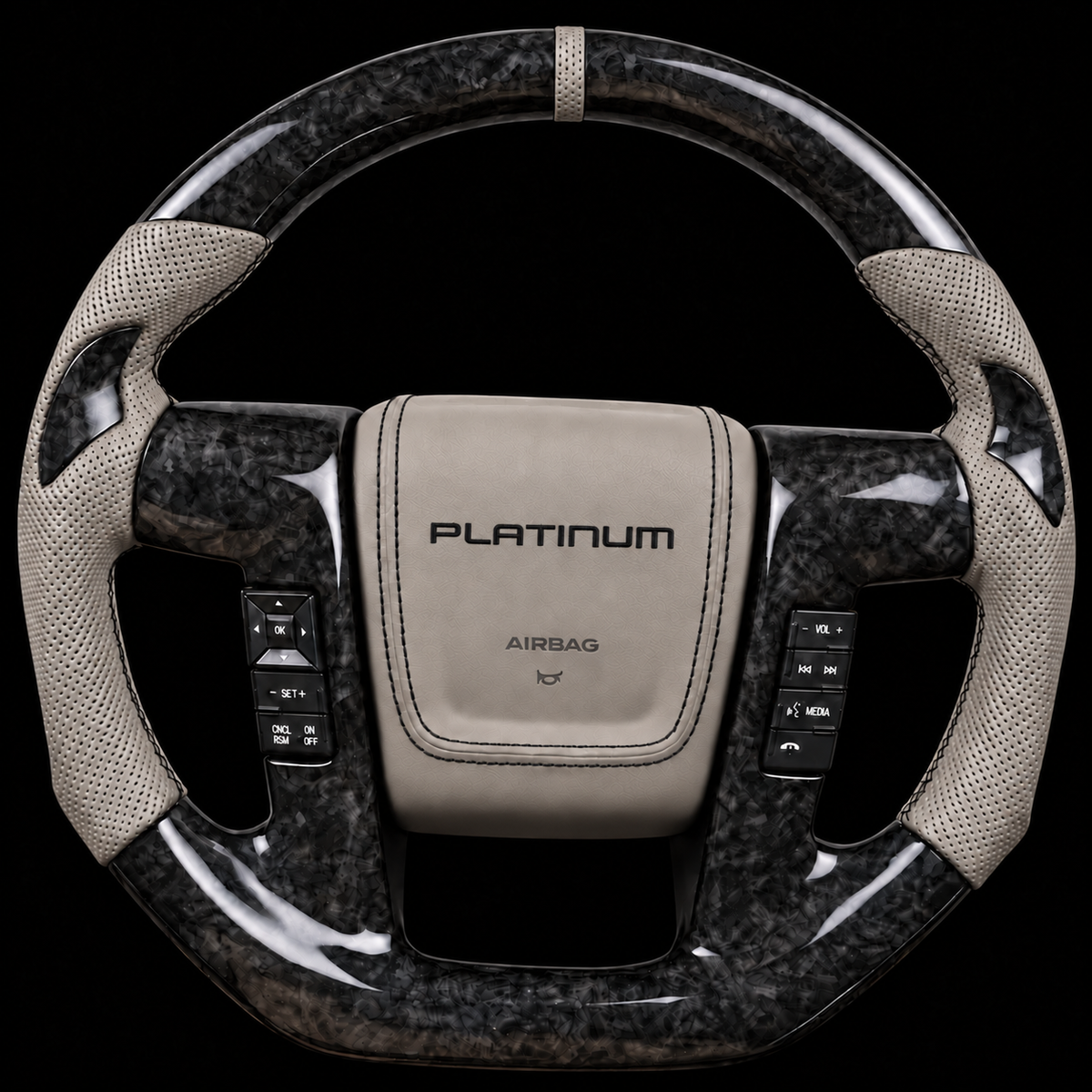 2009-2014 F-150 Platinum Forged Carbon Fiber Steering Wheel with Cream Leather