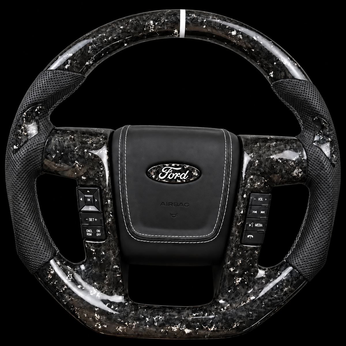 2009-2014 Ford F-150 Forged Carbon Fiber Steering Wheel with Silver Flakes
