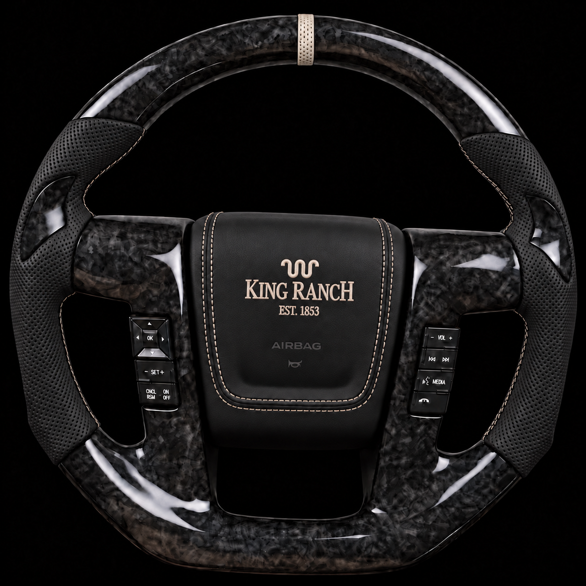 2009-2014 F-150 King Ranch Forged Carbon Fiber Steering Wheel with Black Leather