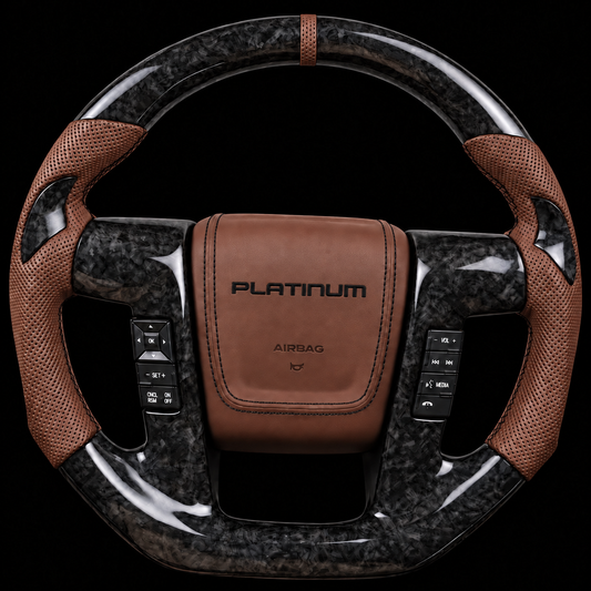 2009-2014 F-150 Platinum Forged Carbon Fiber Steering Wheel with Brown Leather