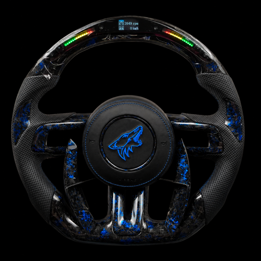 Mustang Blue Forged Carbon Fiber Steering Wheel + “Coyote” Logo
