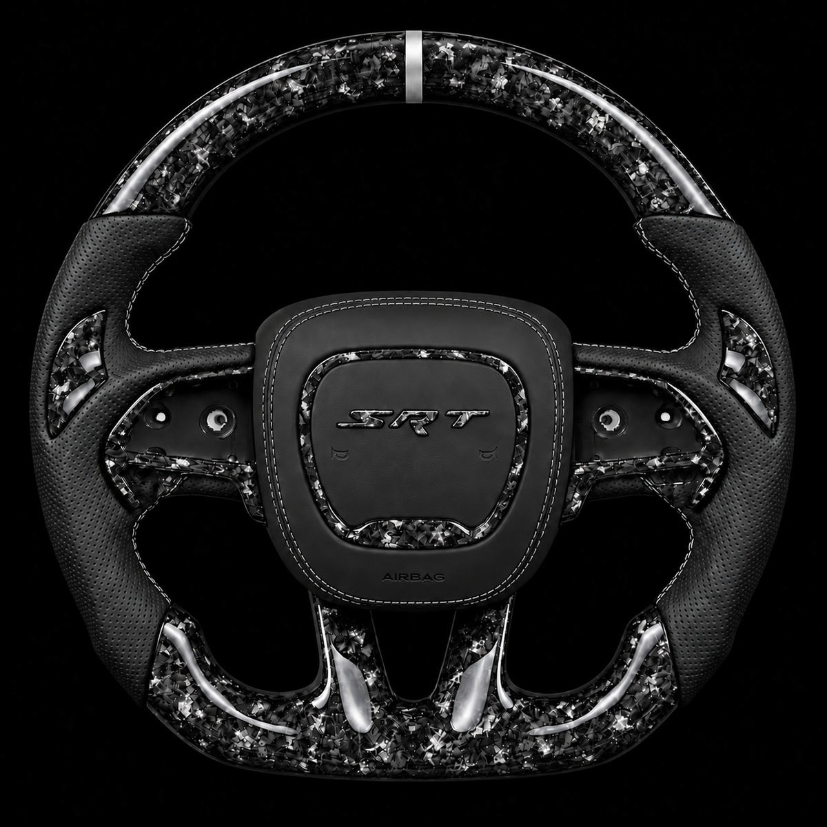 2015-2023 Dodge SRT Forged Carbon Fiber Steering Wheel + Silver Flakes