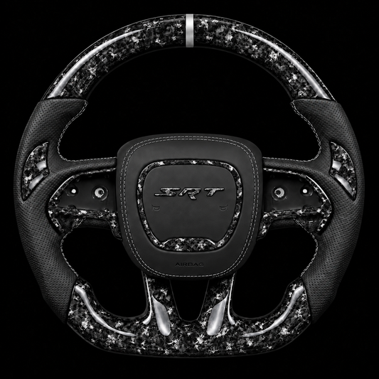 2015-2023 Dodge SRT Forged Carbon Fiber Steering Wheel + Silver Flakes