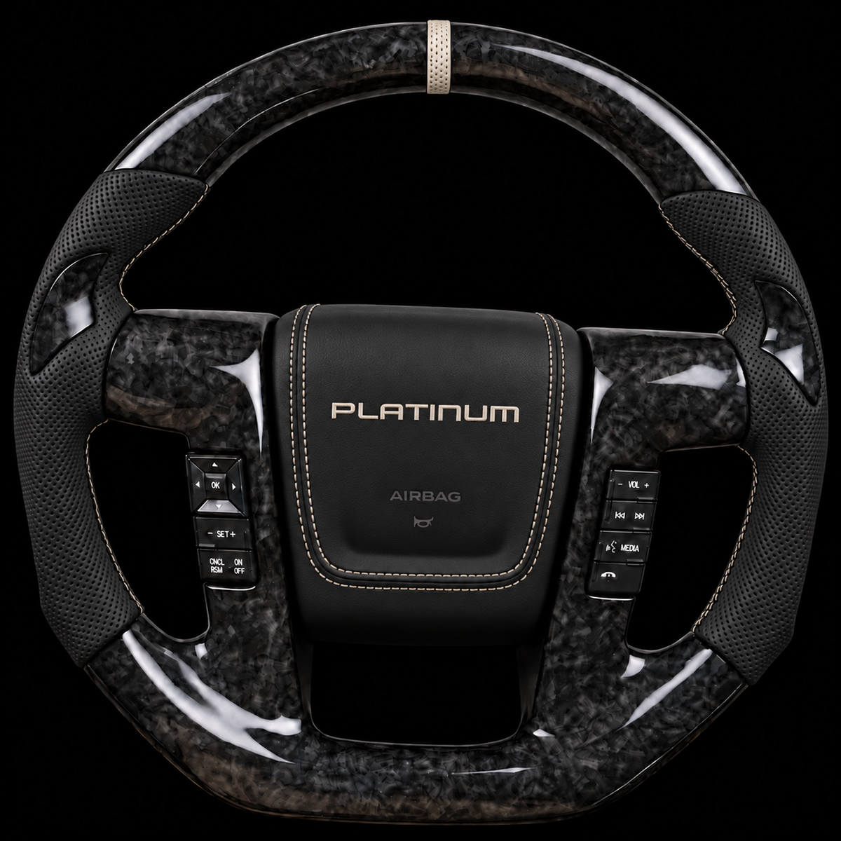 2009-2014 F-150 Platinum Forged Carbon Fiber Steering Wheel with Black Leather