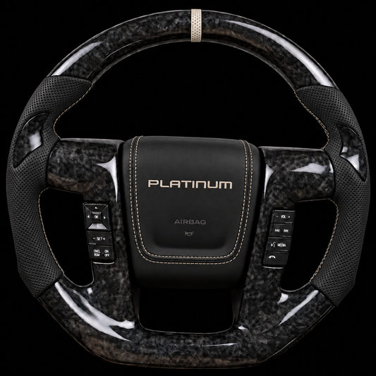 2009-2014 F-150 Platinum Forged Carbon Fiber Steering Wheel with Black Leather