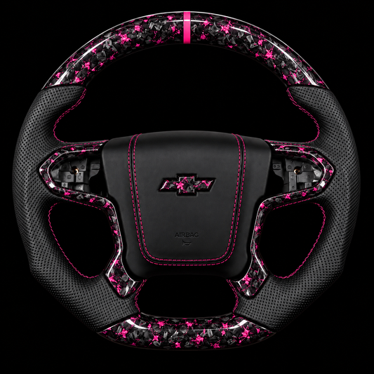 2014-2018 Chevrolet Silverado Forged Carbon Fiber Steering Wheel + Pink Flakes