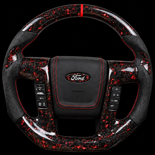 2009-2014 Ford F-150 Forged Carbon Steering Wheel + Red Flakes