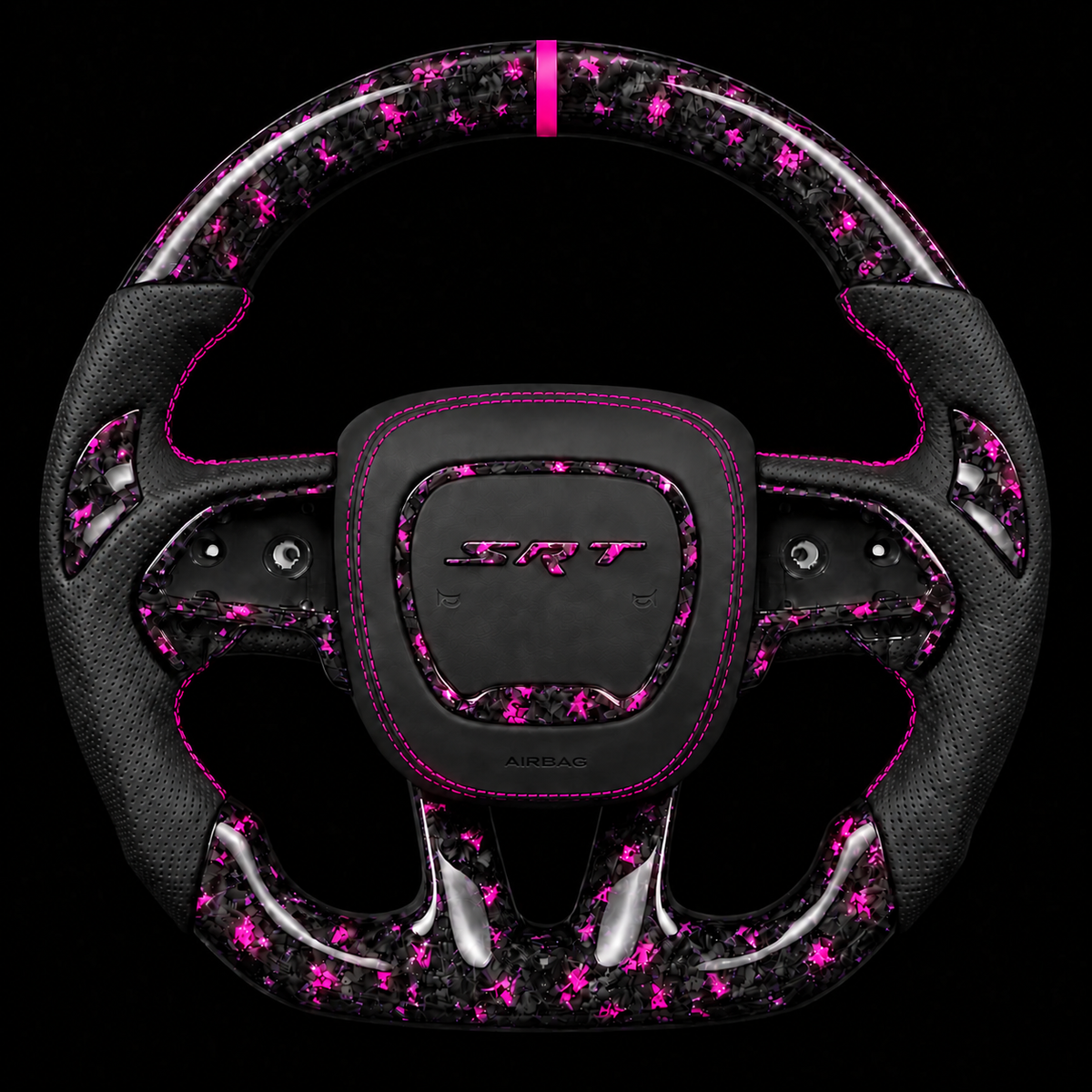 2015-2023 Dodge SRT Forged Carbon Fiber Steering Wheel + Pink Flakes