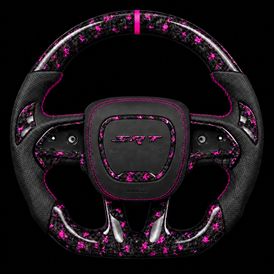 2015-2023 Dodge SRT Forged Carbon Fiber Steering Wheel + Pink Flakes