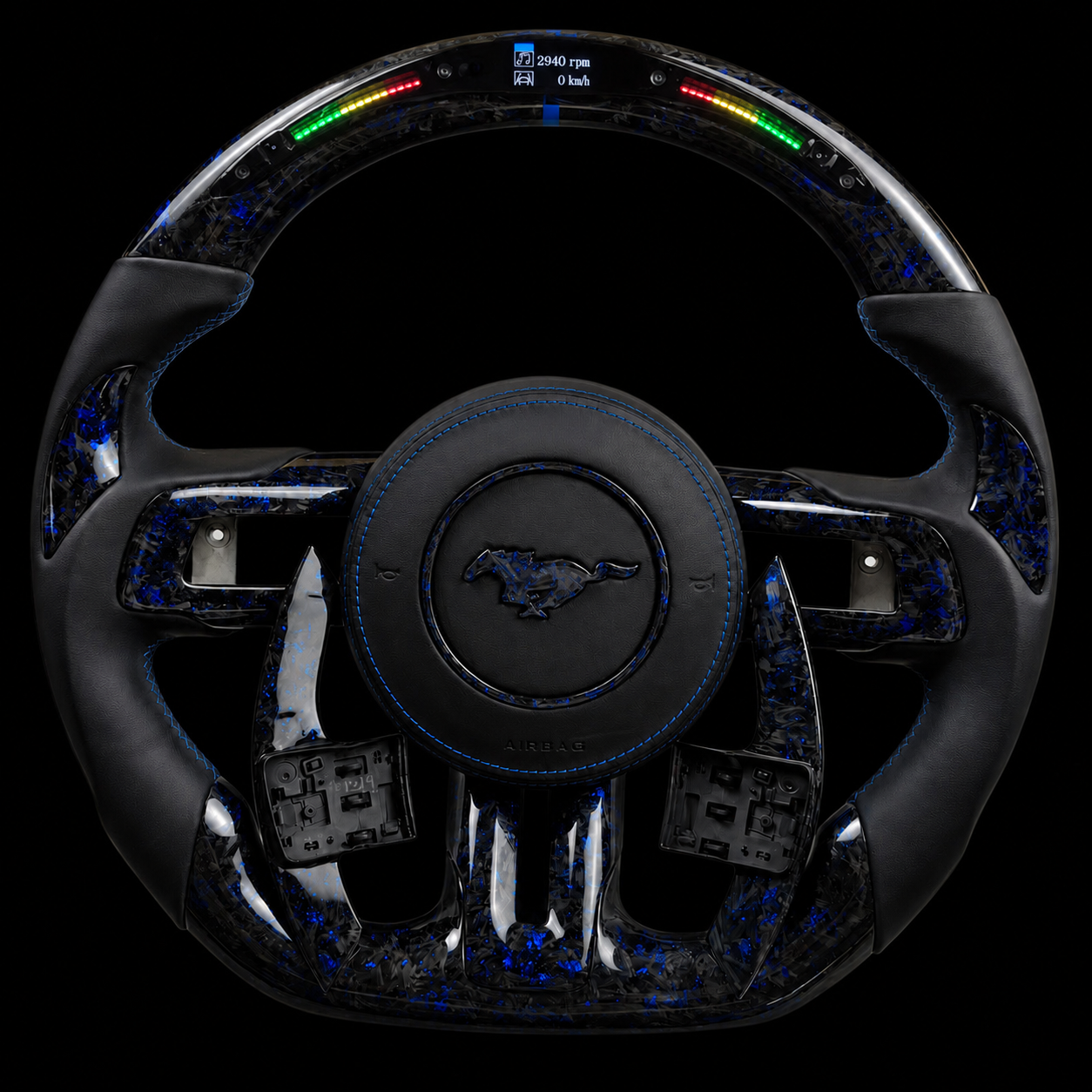 Mustang Forged Carbon Steering Wheel + Blue Flakes
