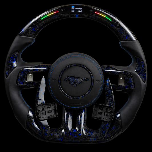 Mustang Forged Carbon Steering Wheel + Blue Flakes