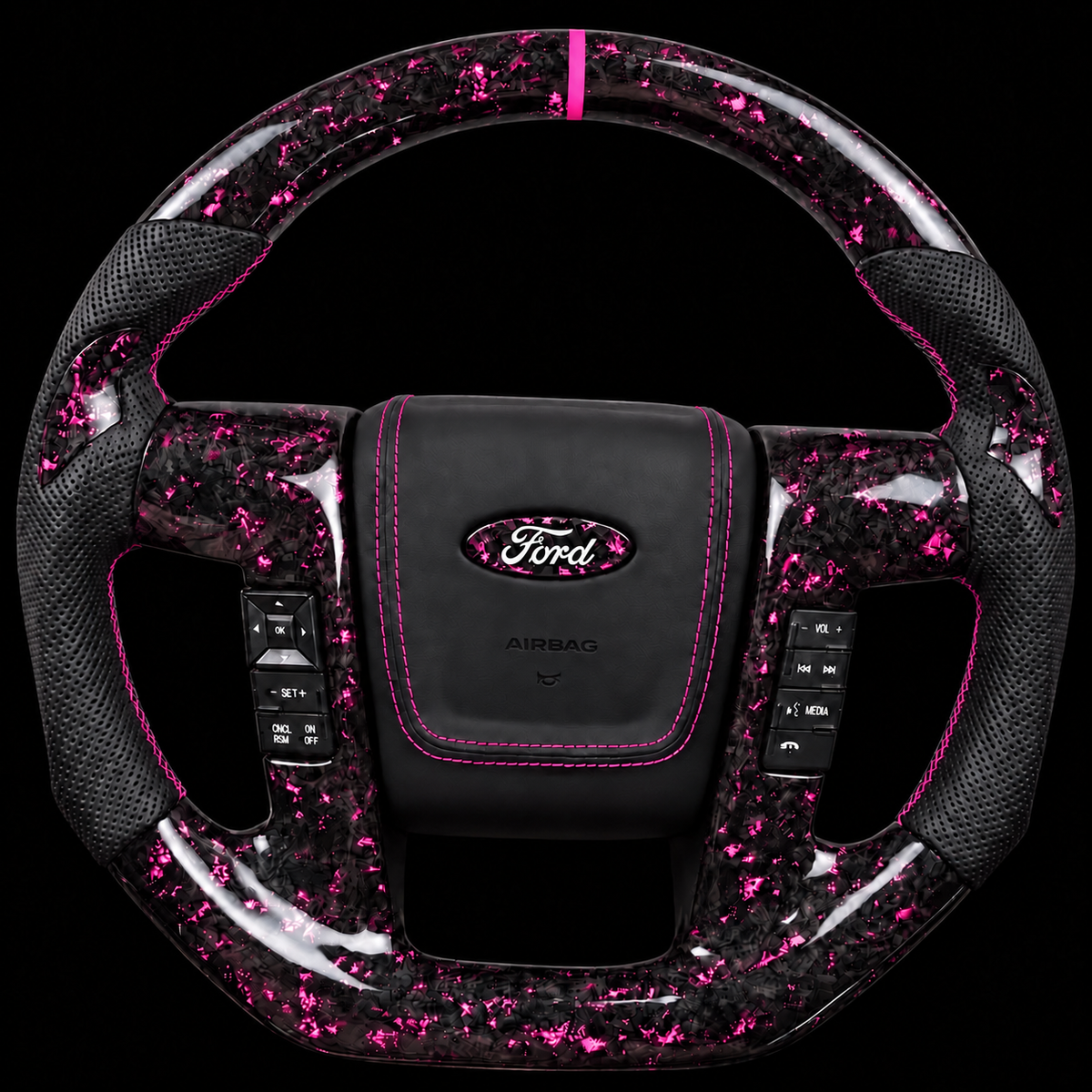 2009-2014 Ford F-150 Forged Carbon Fiber Steering Wheel + Pink Flakes