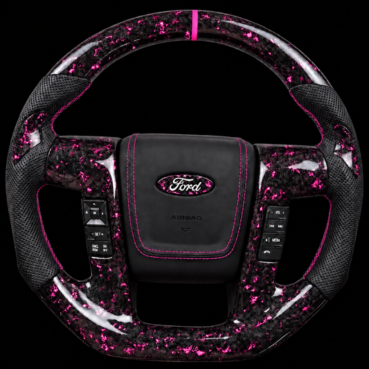 2009-2014 Ford F-150 Forged Carbon Fiber Steering Wheel + Pink Flakes