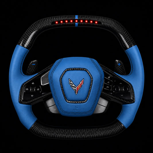 C8 Corvette Carbon Fiber Steering Wheel + Rapid Blue Leather
