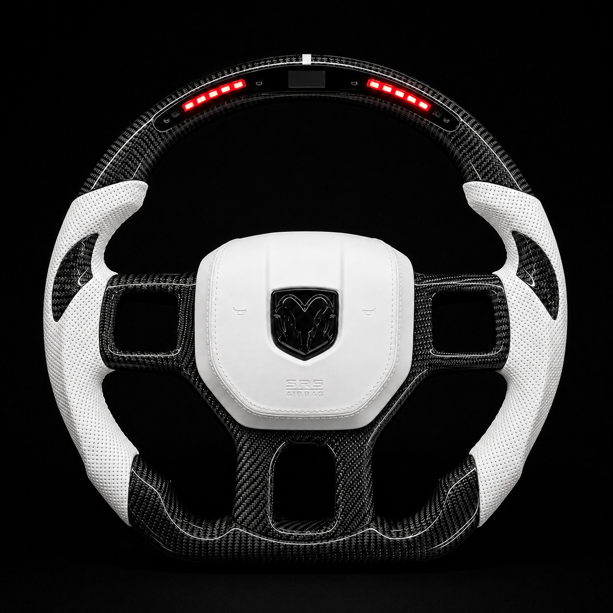 Dodge Ram White Leather Carbon Fiber Steering Wheel (2013-2018) 1500/2500/3500