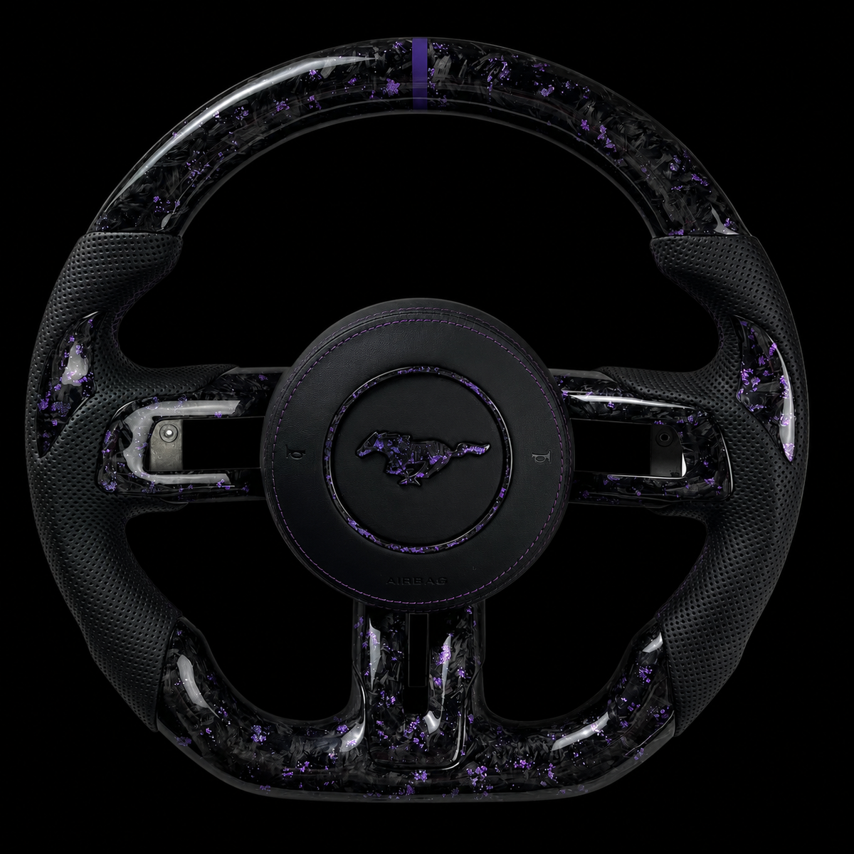 Mustang Forged Carbon Fiber Steering Wheel + Purple Flakes