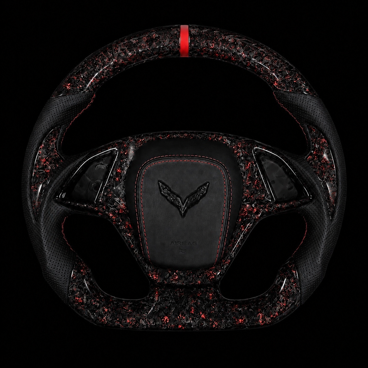 C7 Corvette Red Forged Carbon Fiber LED Steering Wheel