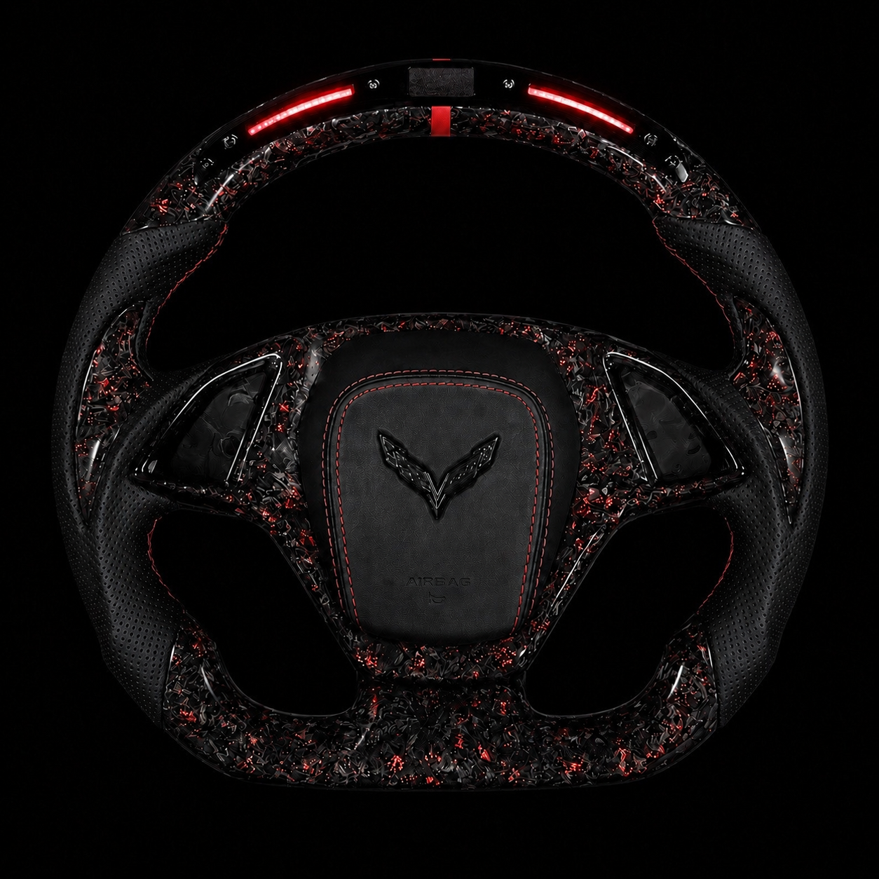 C7 Corvette Red Forged Carbon Fiber LED Steering Wheel
