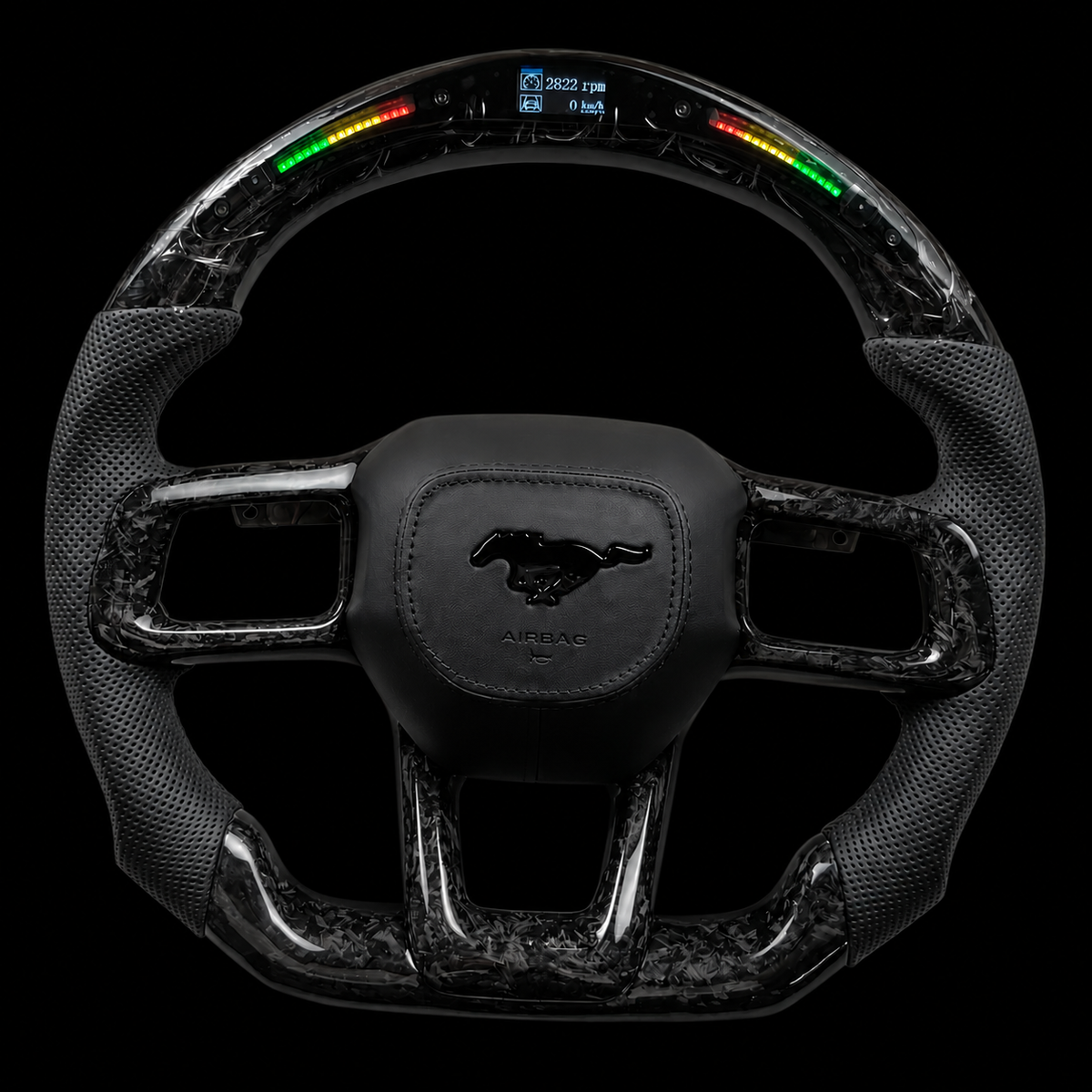 Mustang s650 Black Forged Carbon Fiber Steering Wheel