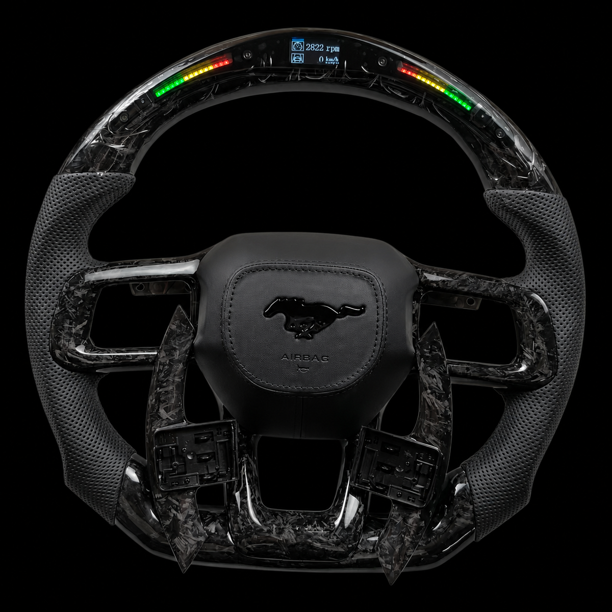Mustang s650 Black Forged Carbon Fiber Steering Wheel