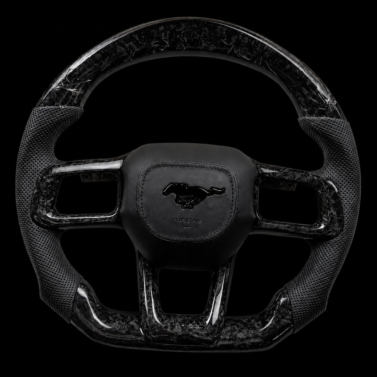 Mustang s650 Black Forged Carbon Fiber Steering Wheel