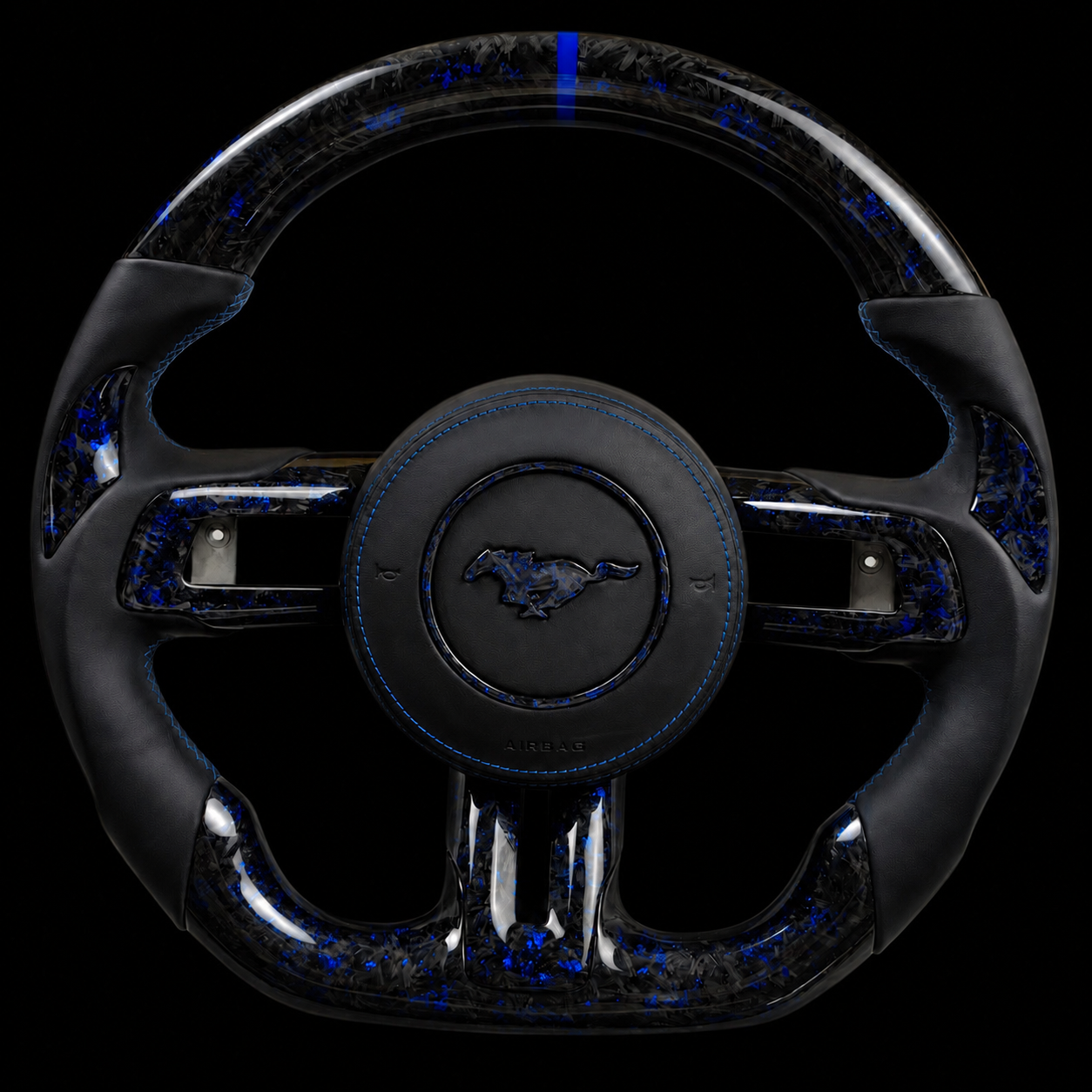 Mustang Forged Carbon Steering Wheel + Blue Flakes