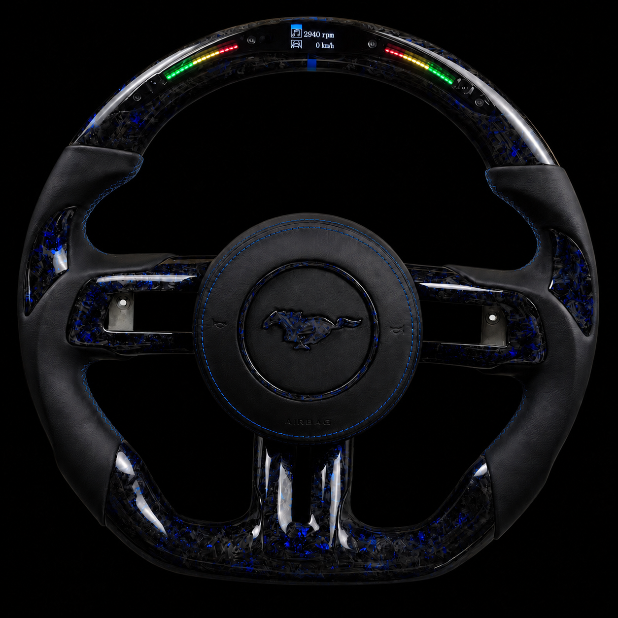 Mustang Forged Carbon Steering Wheel + Blue Flakes
