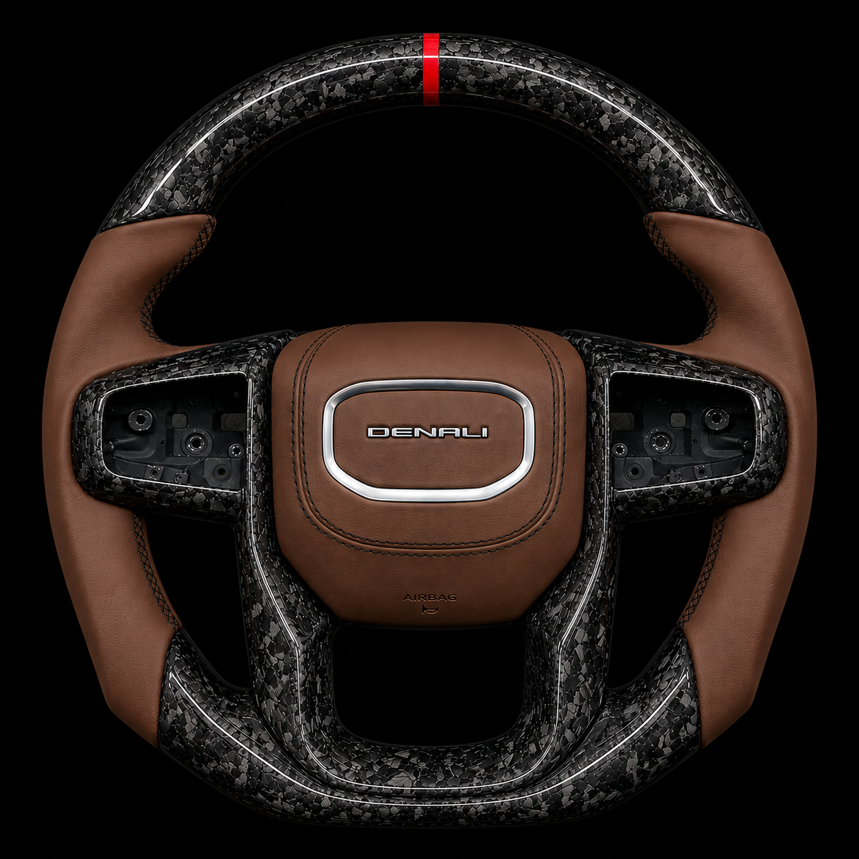 GMC Denali Forged Carbon Fiber Steering Wheel + Brown Leather