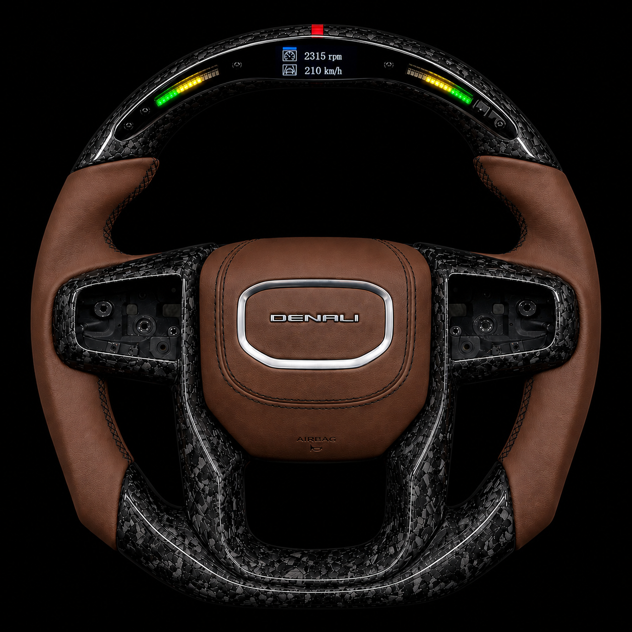GMC Denali Forged Carbon Fiber Steering Wheel + Brown Leather